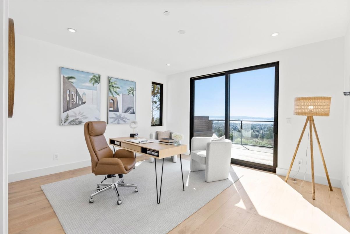 Home Office, Interior, Recessed Lighting, Water, Wood Texture Flooring