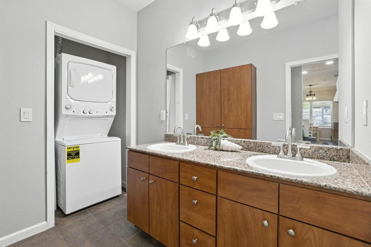 Bathroom, Dual Sink Vanities, Interior, Utility Closets, Washer