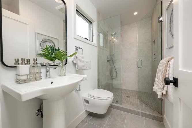 Bathroom, Glass Shower, Interior, Recessed Lighting