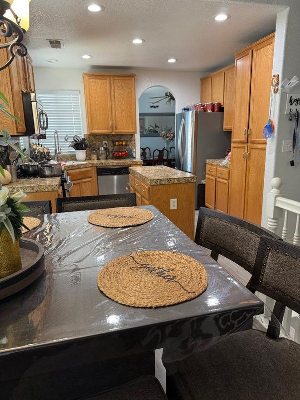 Dining room, Interior, Kitchen, Recessed Lighting