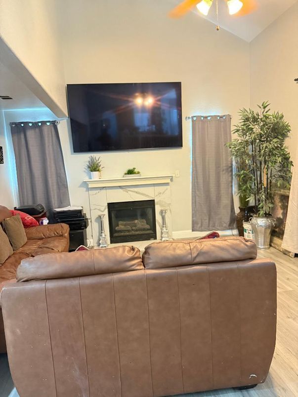 Fireplace, Interior, Living room, Wood Texture Flooring