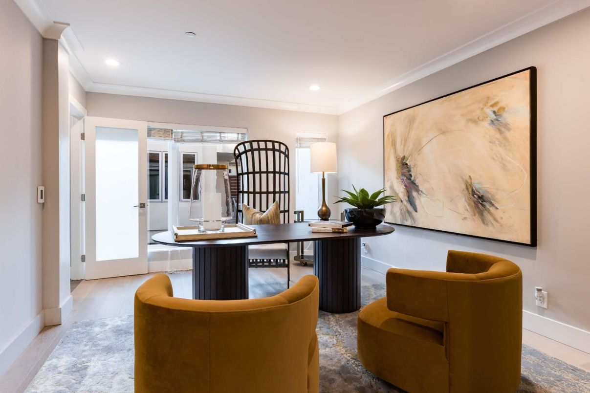 Home Office, Interior, Recessed Lighting, Wood Texture Flooring