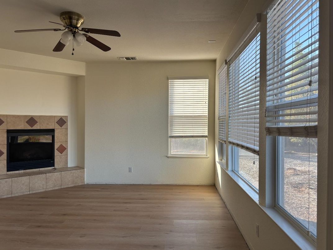 Empty room, Fireplace, Interior, Wood Texture Flooring