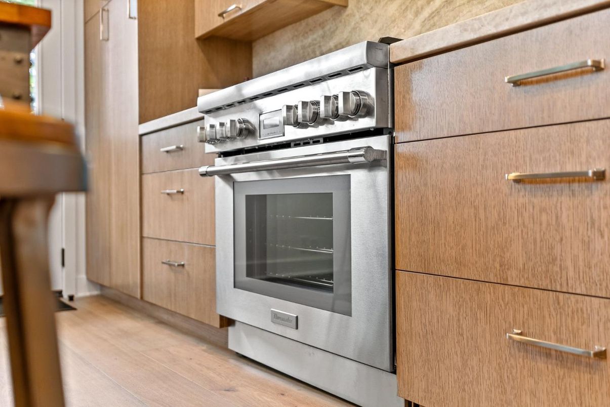 Interior, Kitchen, Stainless Steel Appliances, Wood Texture Flooring