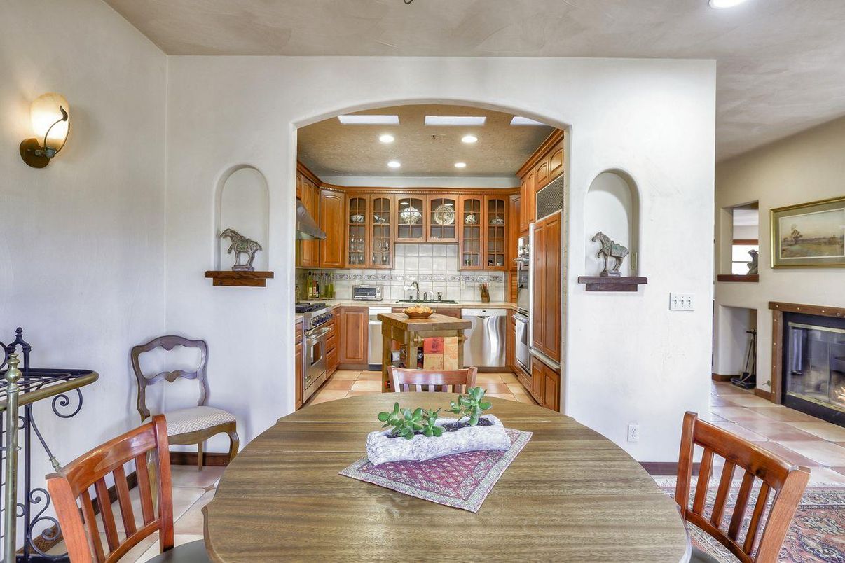 Dining room, Fireplace, Interior, Kitchen, Recessed Lighting