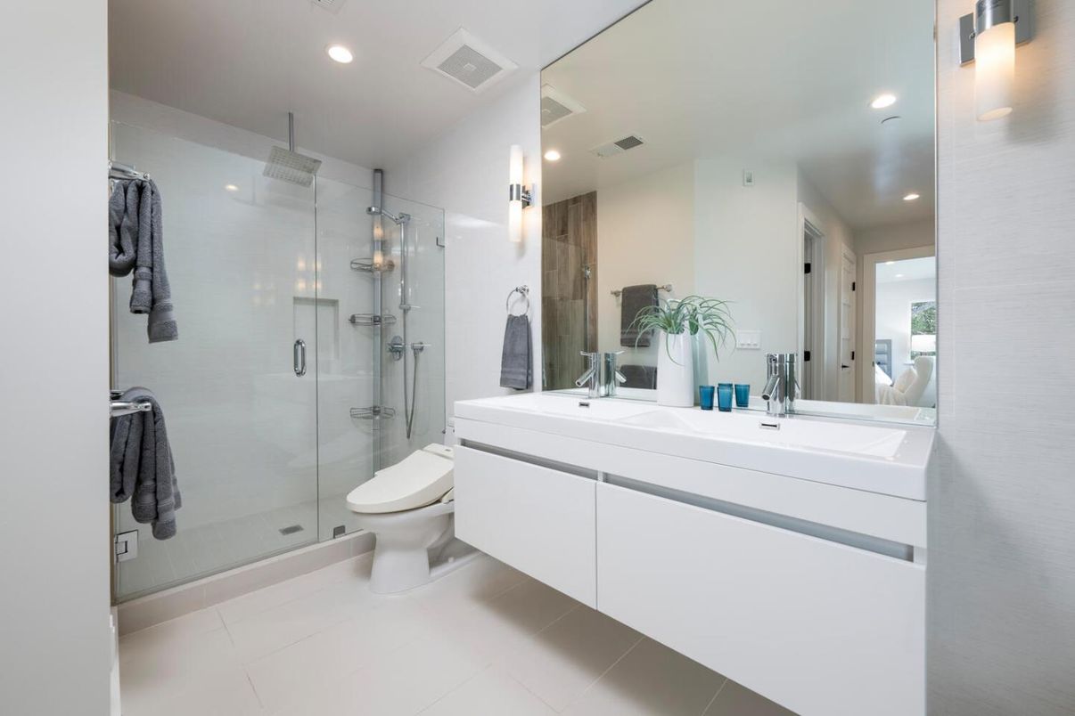 Bathroom, Glass Shower, Interior, Recessed Lighting