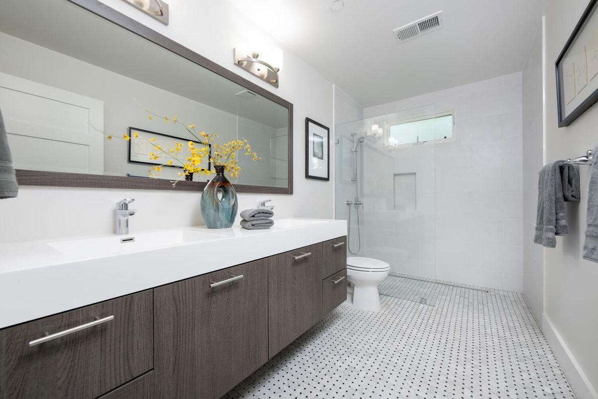 Bathroom, Dual Sink Vanities, Glass Shower, Interior