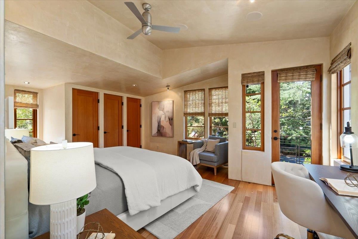 Bedroom, Home Office, Interior, Recessed Lighting, Wood Texture Flooring