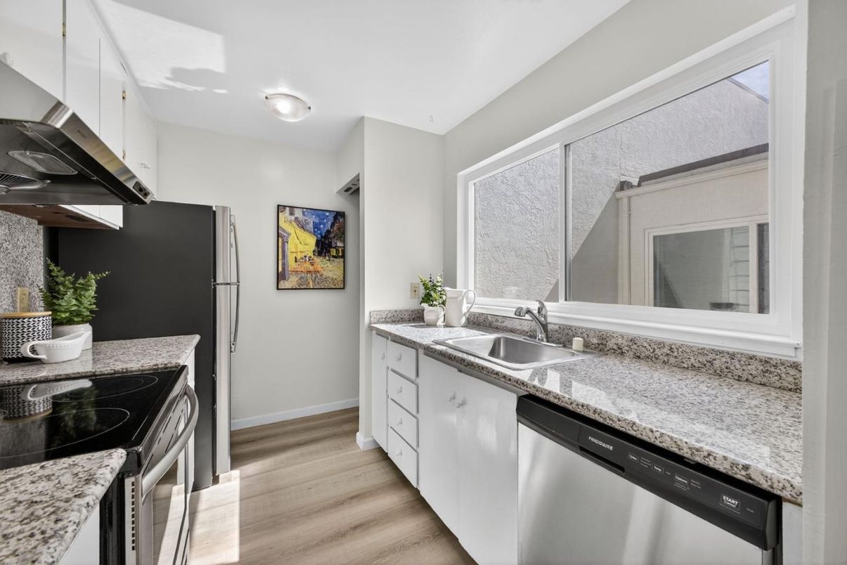 Interior, Kitchen, Stainless Steel Appliances, Wood Texture Flooring
