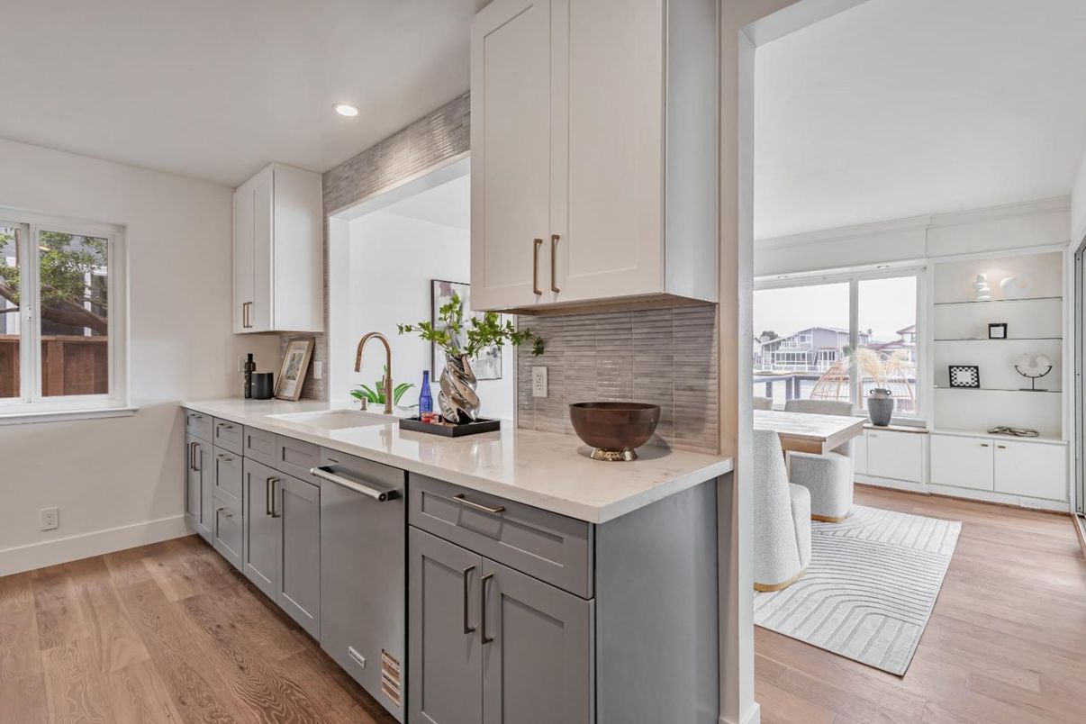 Interior, Kitchen, Recessed Lighting, Wood Texture Flooring
