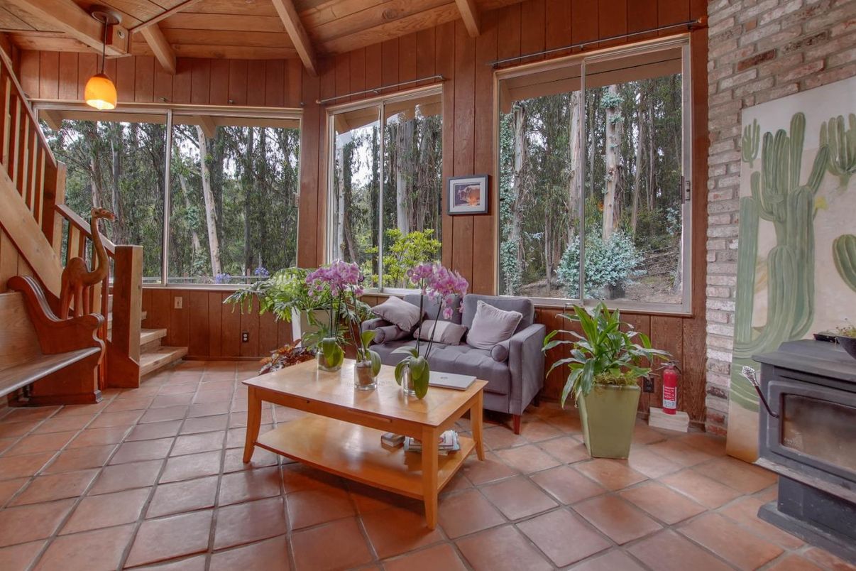 Fireplace, Interior, Living room, Pendant Lights, Stone Walls, Sun Room, Wooden Beams, Wooden Ceilings, Wooden Walls