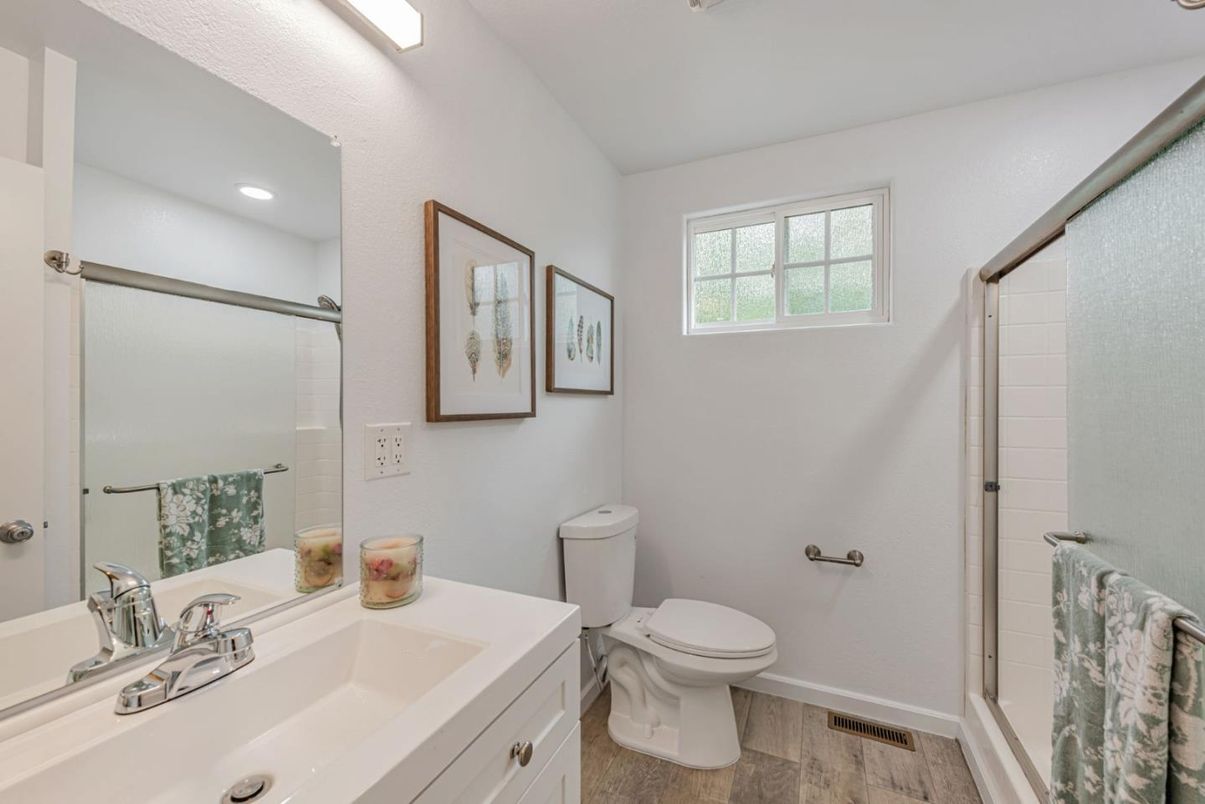 Bathroom, Interior, Recessed Lighting, Wood Texture Flooring