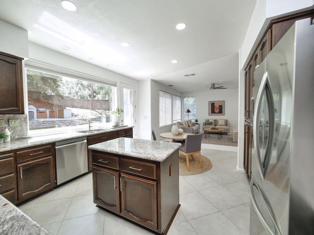 Dining room, Interior, Kitchen, Living room, Recessed Lighting, Stainless Steel Appliances