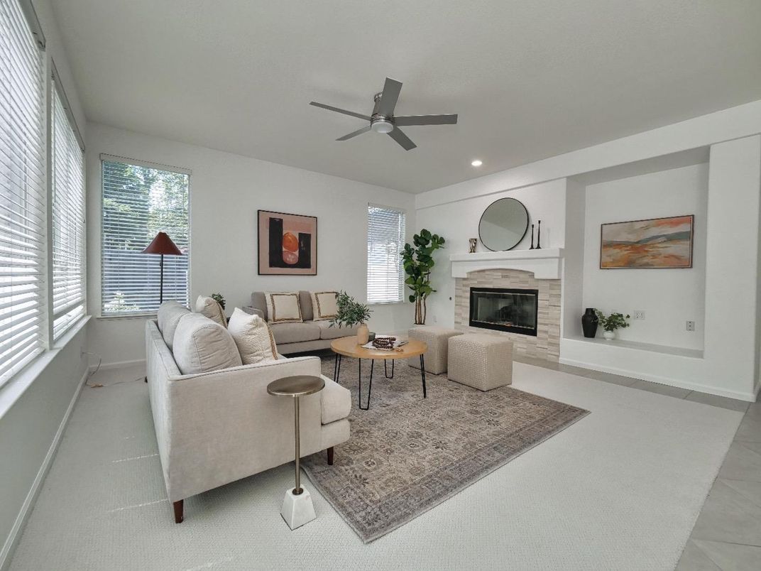 Fireplace, Interior, Living room, Recessed Lighting