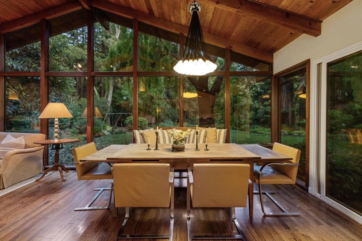 Dining room, Interior, Pendant Lights, Wooden Beams, Wooden Ceilings, Wood Texture Flooring