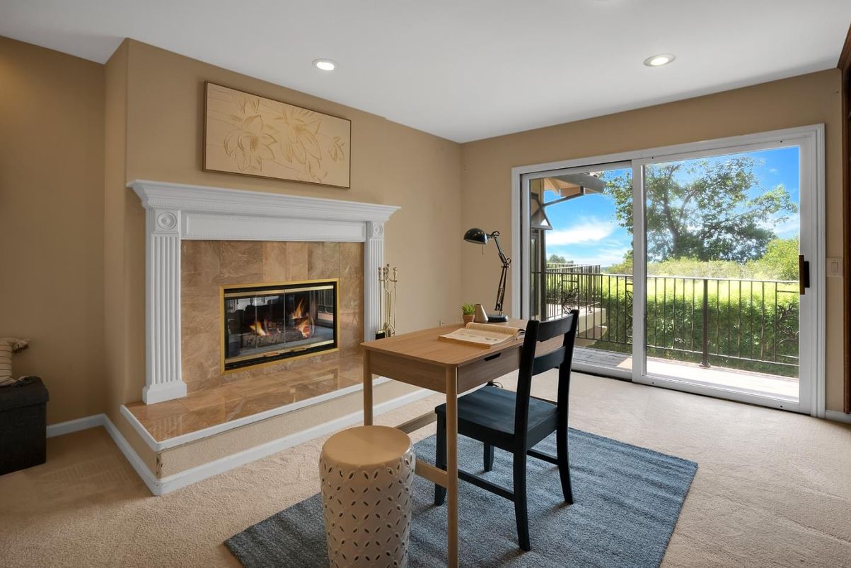 Fireplace, Home Office, Interior, Recessed Lighting