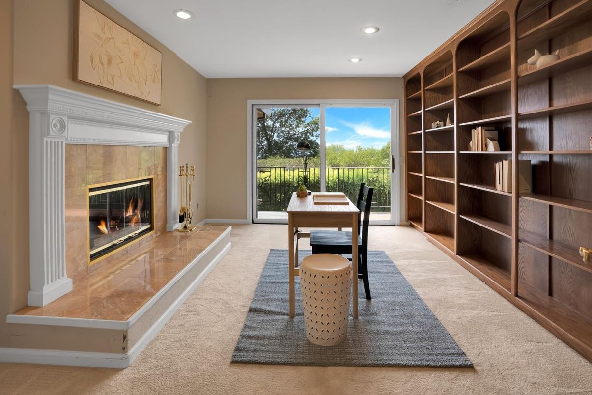 Fireplace, Home Office, Interior, Recessed Lighting