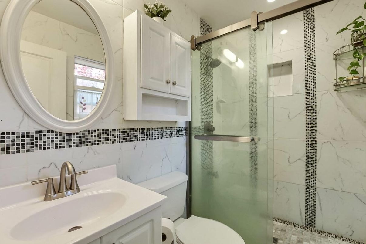 Bathroom, Glass Shower, Interior, Marble Walls