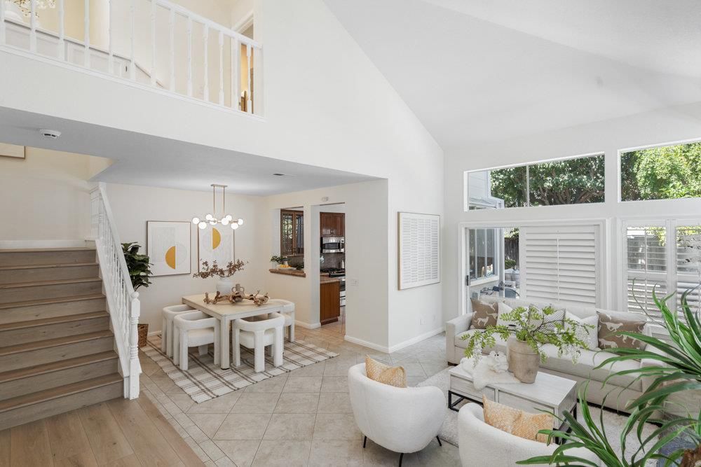Dining room, Interior, Living room, Pendant Lights, Wood Texture Flooring