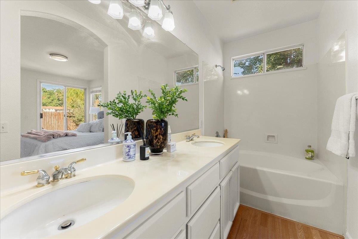Bathroom, Dual Sink Vanities, Interior, Wood Texture Flooring