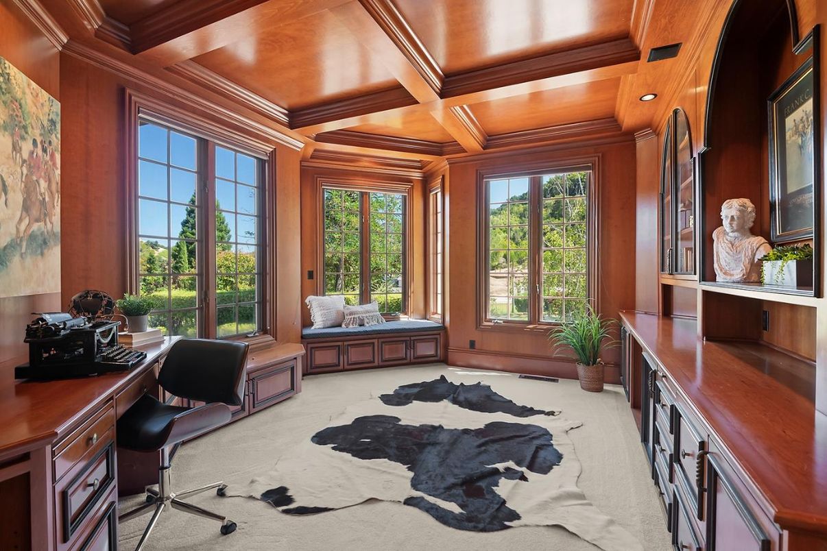 Home Office, Interior, Recessed Lighting, Wooden Beams, Wooden Ceilings, Wooden Walls