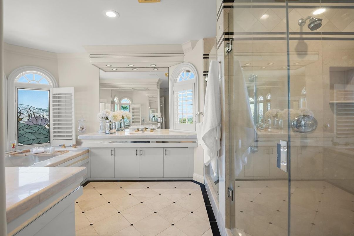 Bathroom, Dual Sink Vanities, Glass Shower, Interior, Recessed Lighting