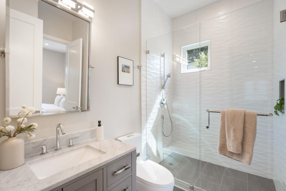 Bathroom, Glass Shower, Interior, Recessed Lighting