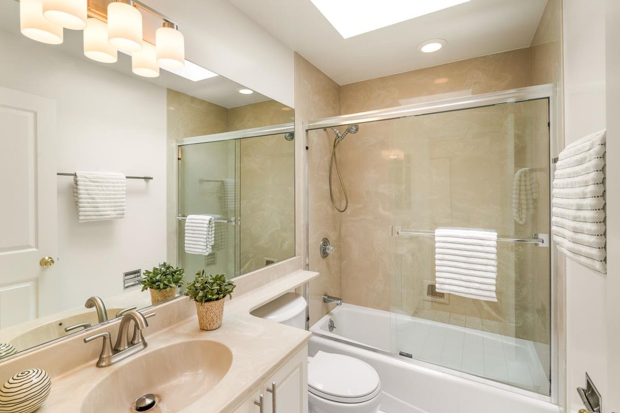 Bathroom, Glass Shower, Interior, Recessed Lighting