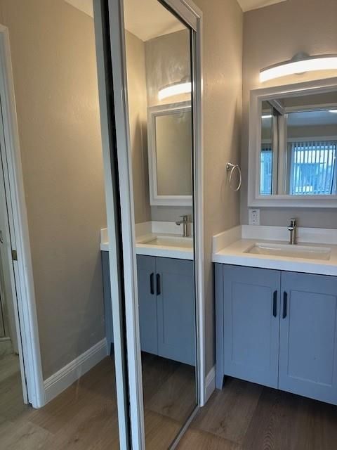 Bathroom, Dual Sink Vanities, Interior, Wood Texture Flooring