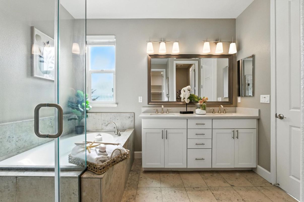 Bathroom, Dual Sink Vanities, Glass Shower, Interior