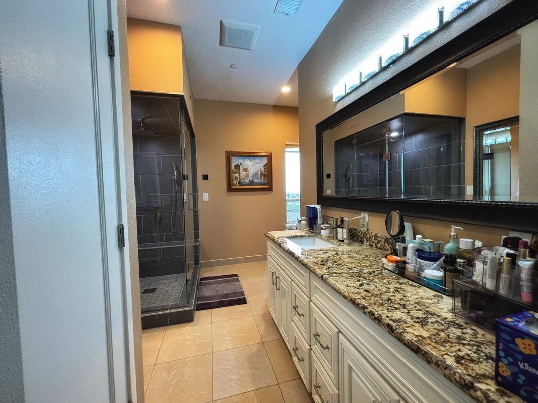 Bathroom, Dual Sink Vanities, Glass Shower, Interior, Recessed Lighting