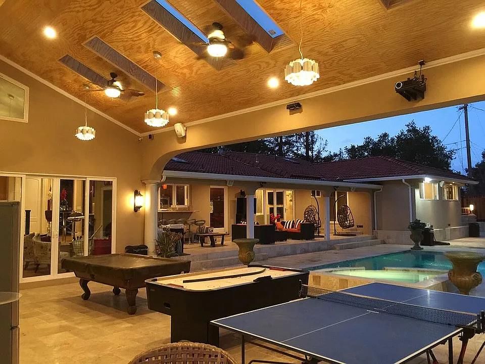 Billiard Table, Exterior, Game Room, Interior, Pendant Lights