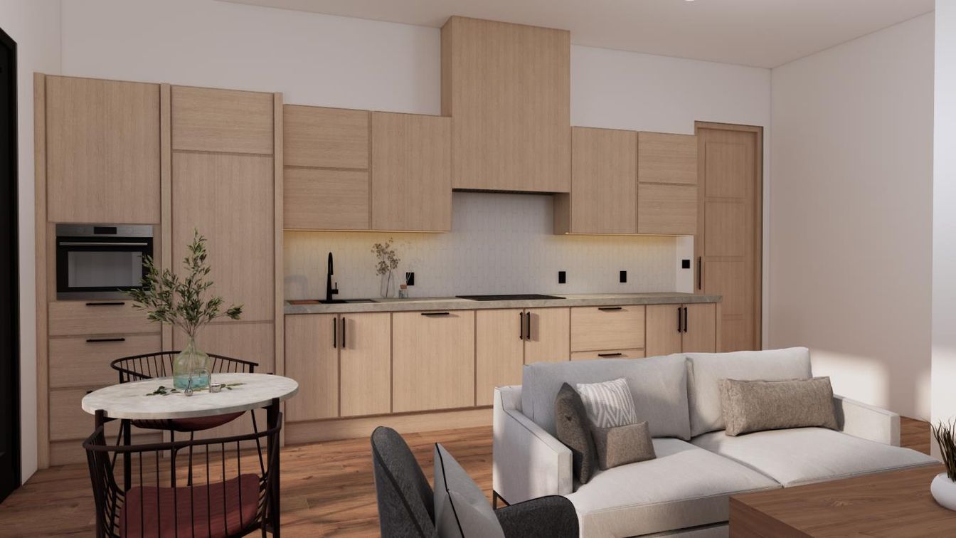Interior, Kitchen, Living room, Wood Texture Flooring