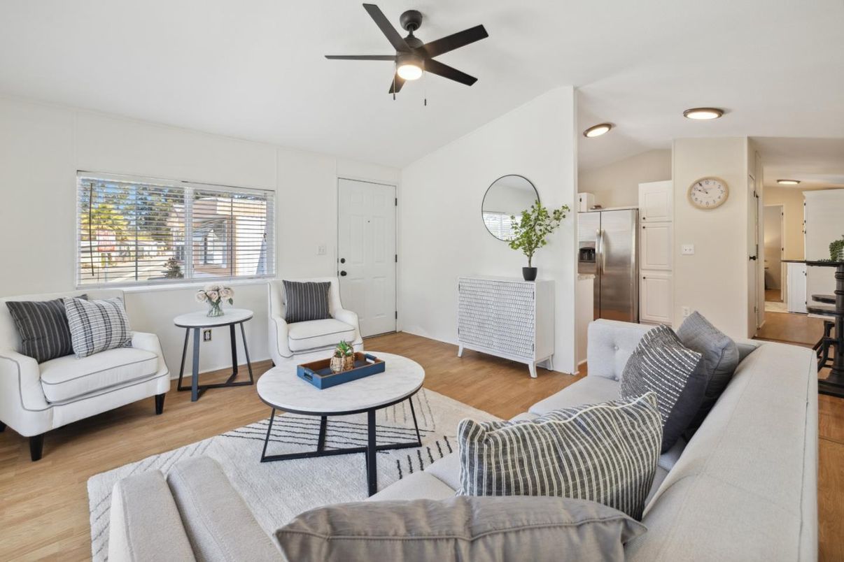 Interior, Kitchen, Living room, Recessed Lighting, Stainless Steel Appliances, Wood Texture Flooring