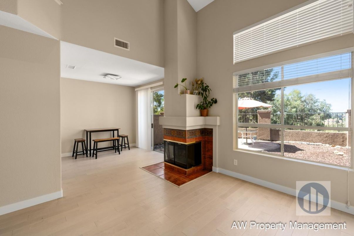 Dining room, Fireplace, Interior, Wood Texture Flooring