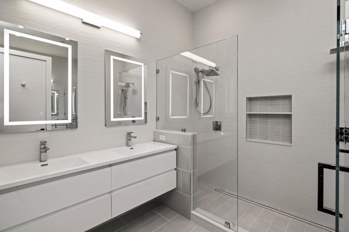 Bathroom, Dual Sink Vanities, Glass Shower, Interior