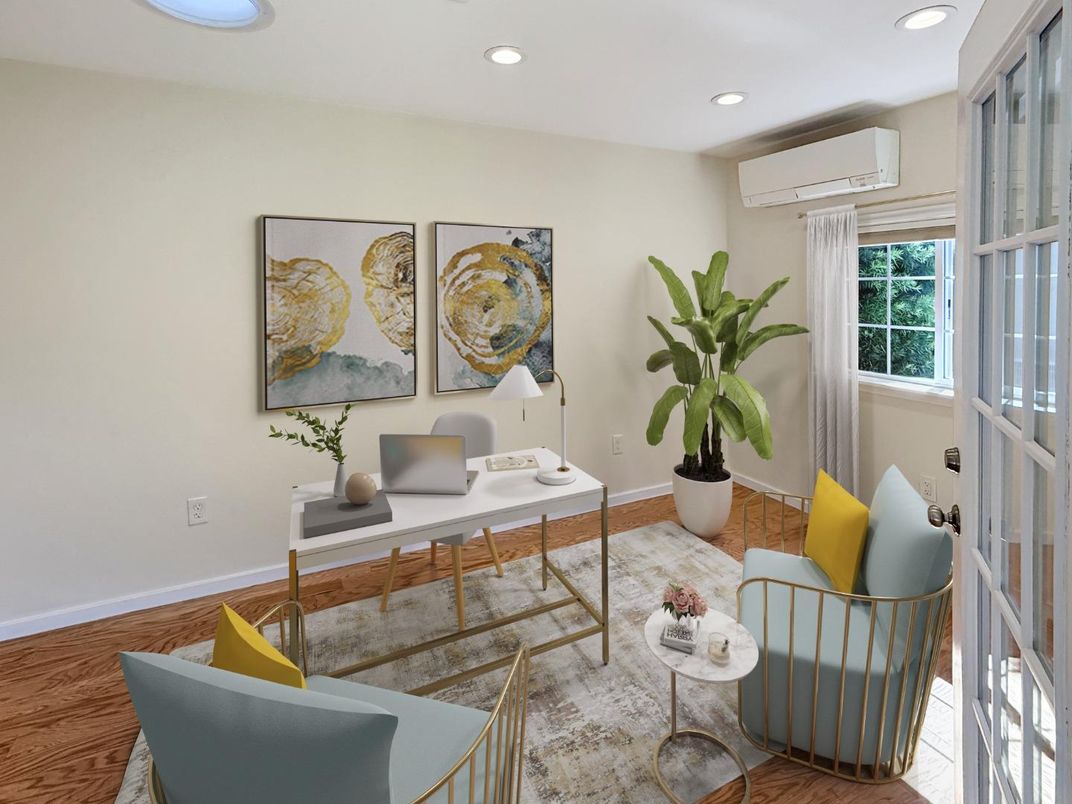 Home Office, Interior, Recessed Lighting, Wood Texture Flooring