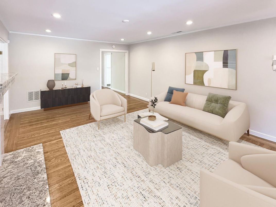 Interior, Living room, Recessed Lighting, Wood Texture Flooring