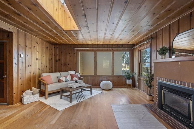 Fireplace, Interior, Living room, Wooden Ceilings, Wood Texture Flooring, Wooden Walls