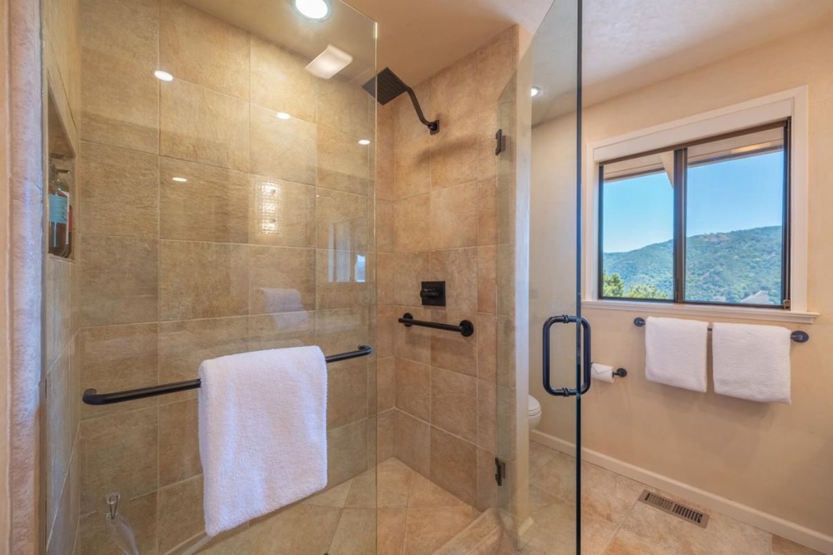 Bathroom, Glass Shower, Interior, Recessed Lighting