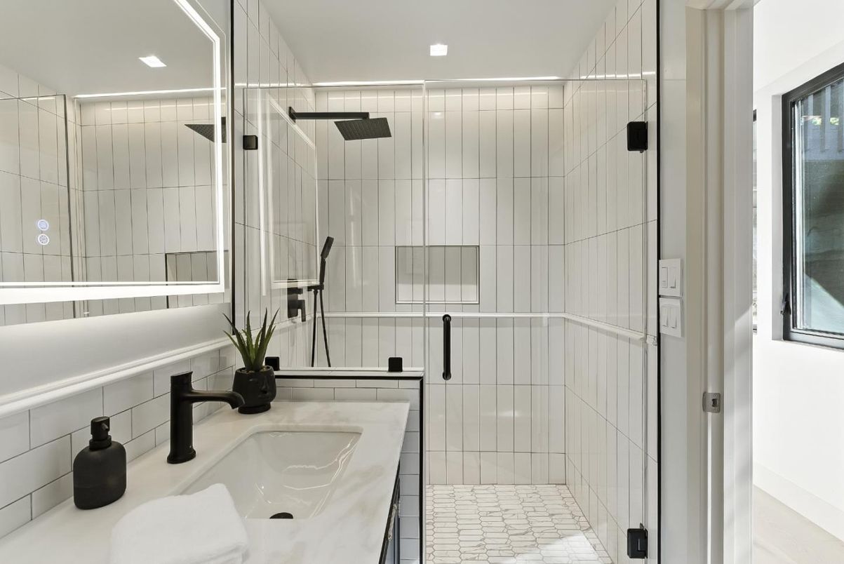 Bathroom, Glass Shower, Interior, Recessed Lighting