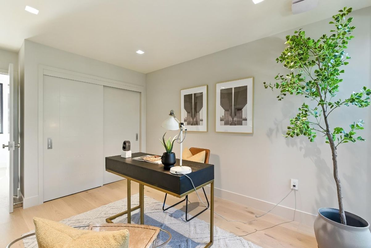Home Office, Interior, Recessed Lighting, Wood Texture Flooring