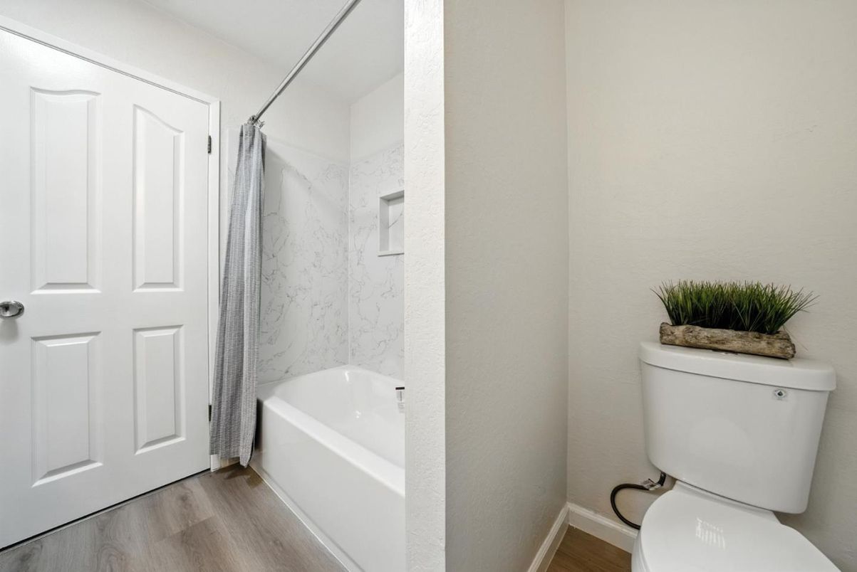 Bathroom, Interior, Marble Walls, Wood Texture Flooring