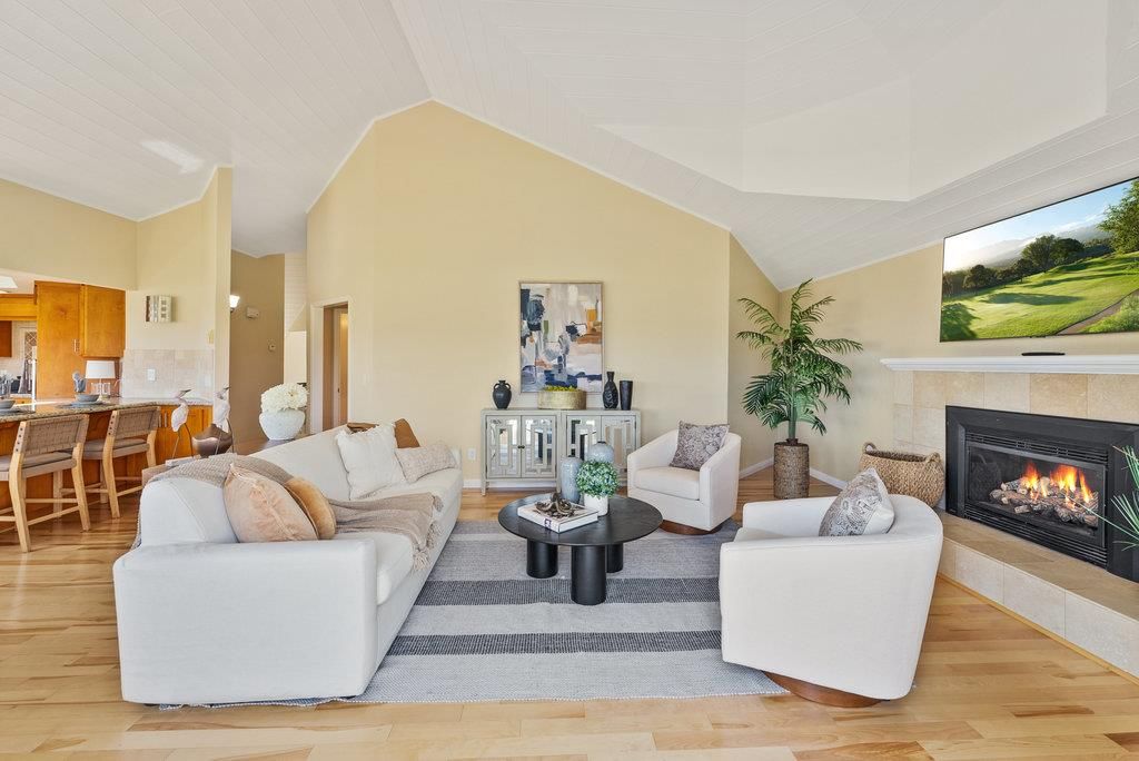 Fireplace, Interior, Kitchen, Living room, Wood Texture Flooring