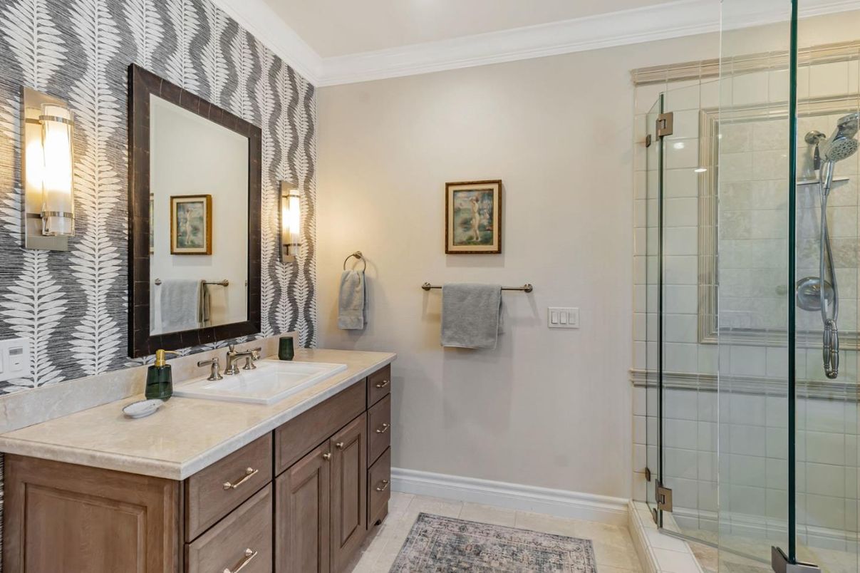 Bathroom, Glass Shower, Interior, Recessed Lighting