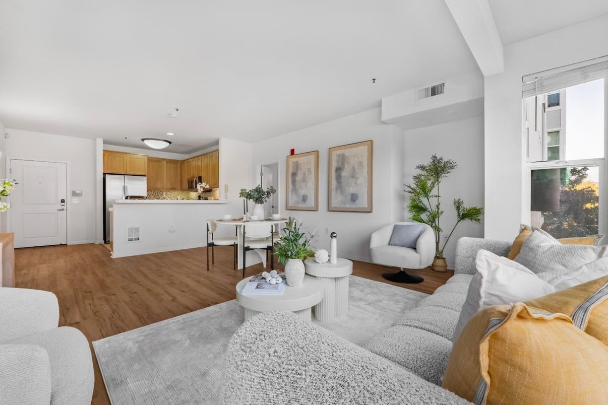 Interior, Kitchen, Living room, Recessed Lighting, Stainless Steel Appliances, Wood Texture Flooring