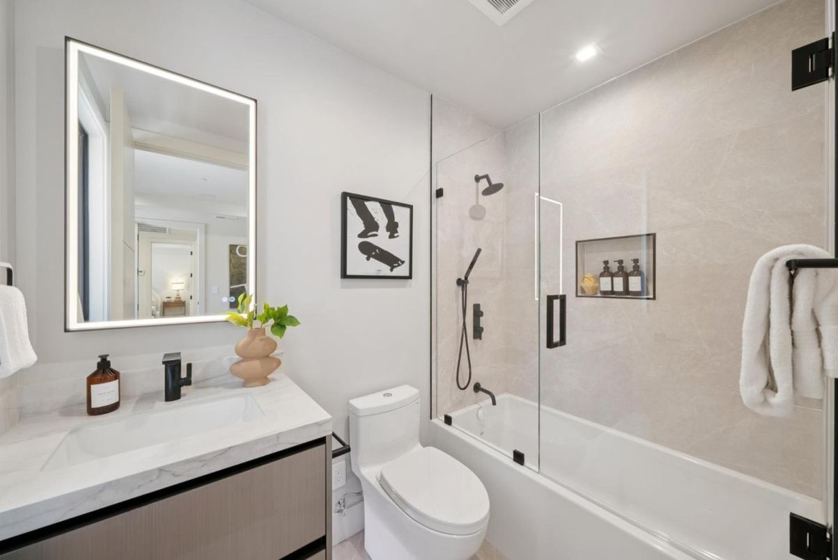 Bathroom, Glass Shower, Interior, Recessed Lighting