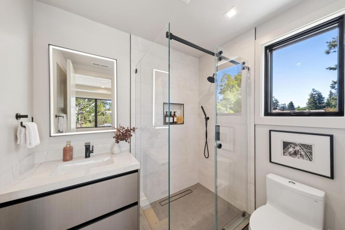 Bathroom, Glass Shower, Interior, Recessed Lighting