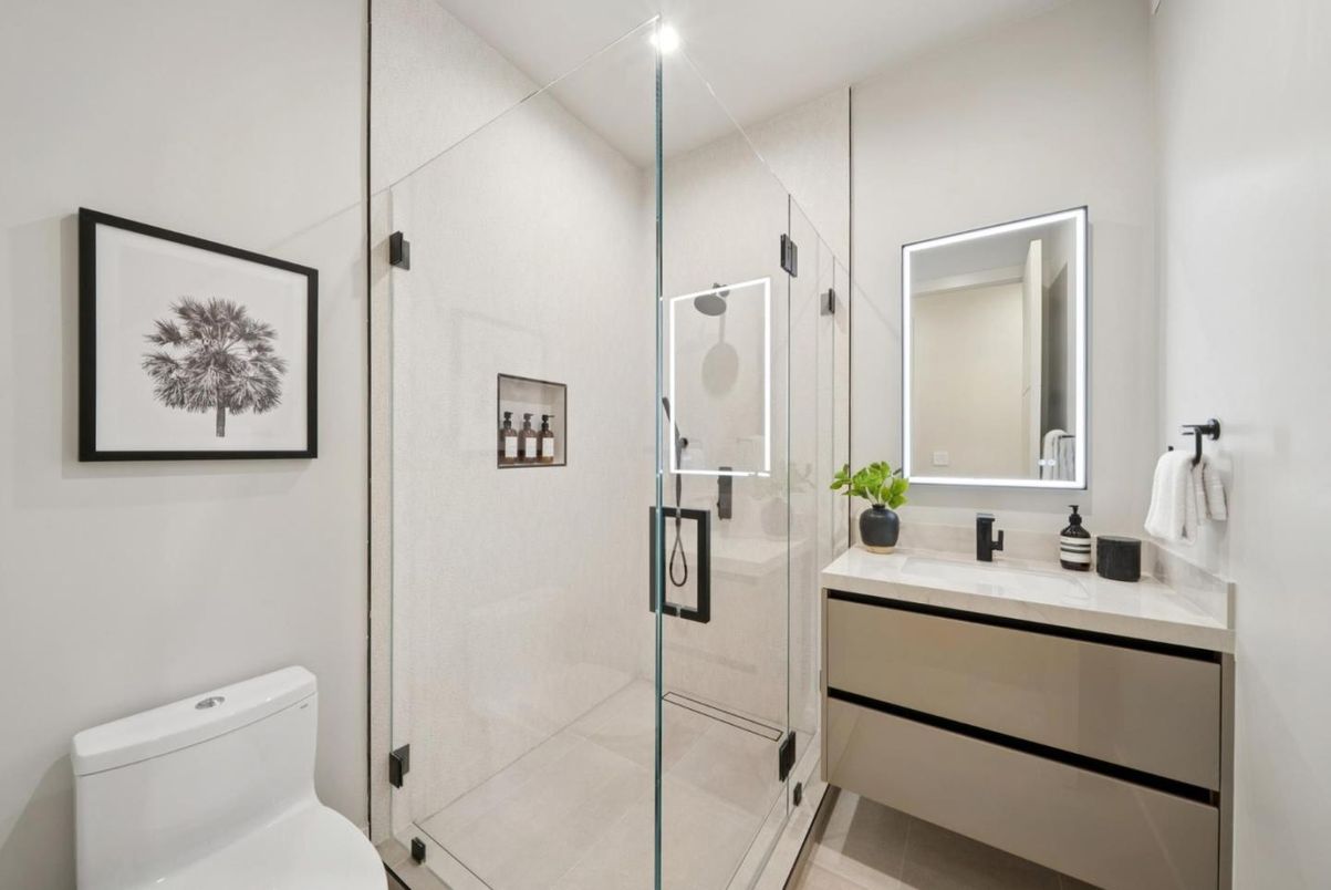 Bathroom, Glass Shower, Interior, Recessed Lighting