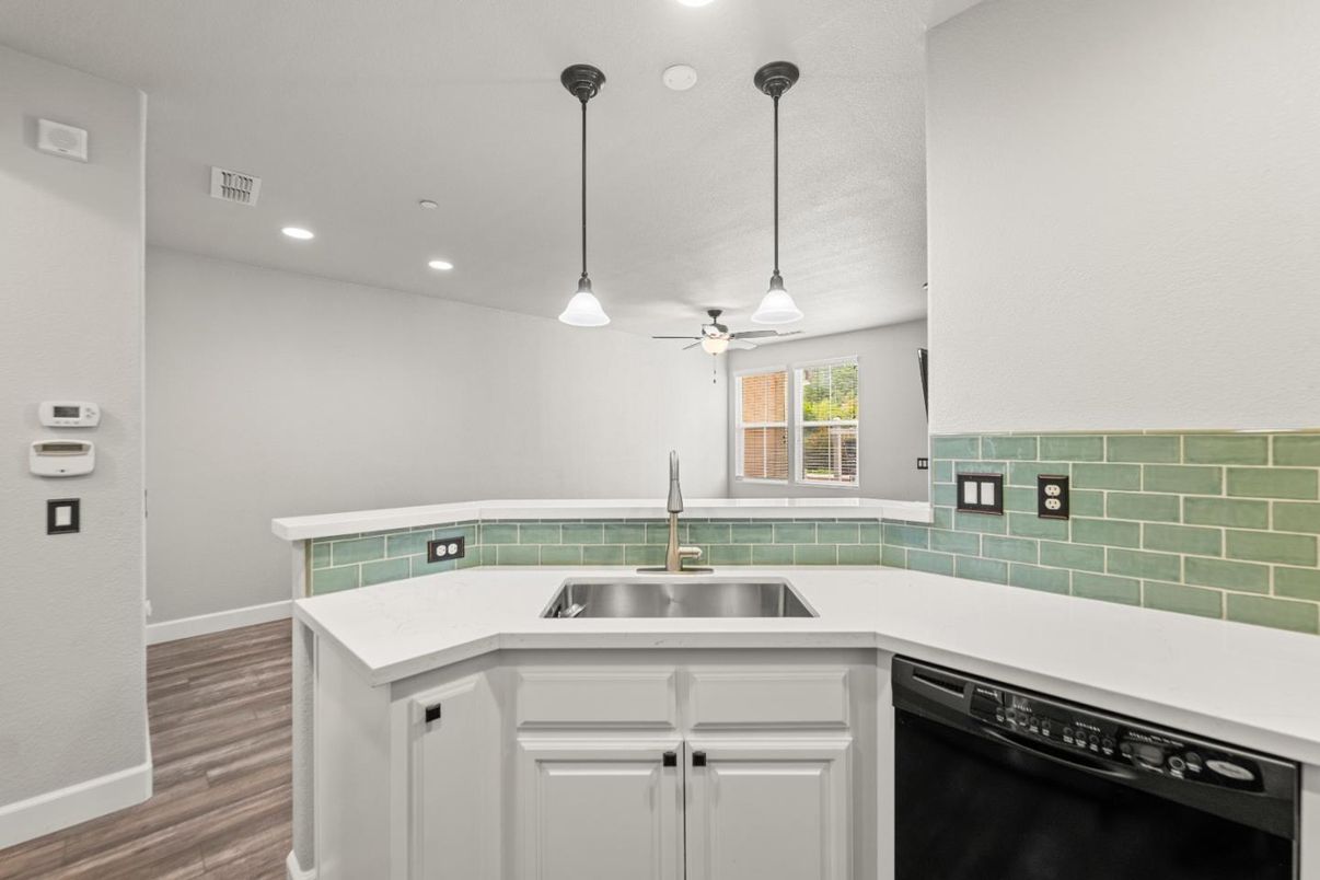 Interior, Kitchen, Pendant Lights, Recessed Lighting, Wood Texture Flooring
